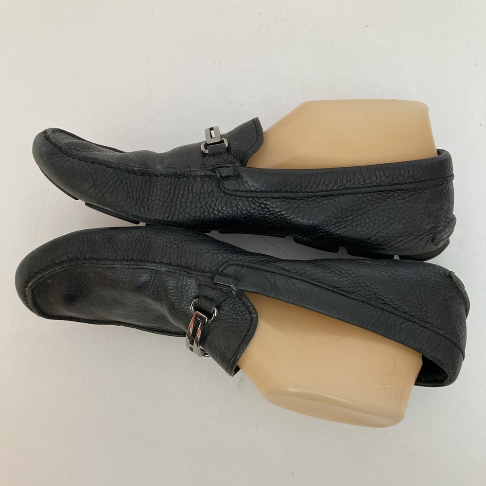 Prada Black Pebbled Leather Metal Horse Bit Buckle Driving Loafers Shoes Mens 11 - Picture 6 of 14